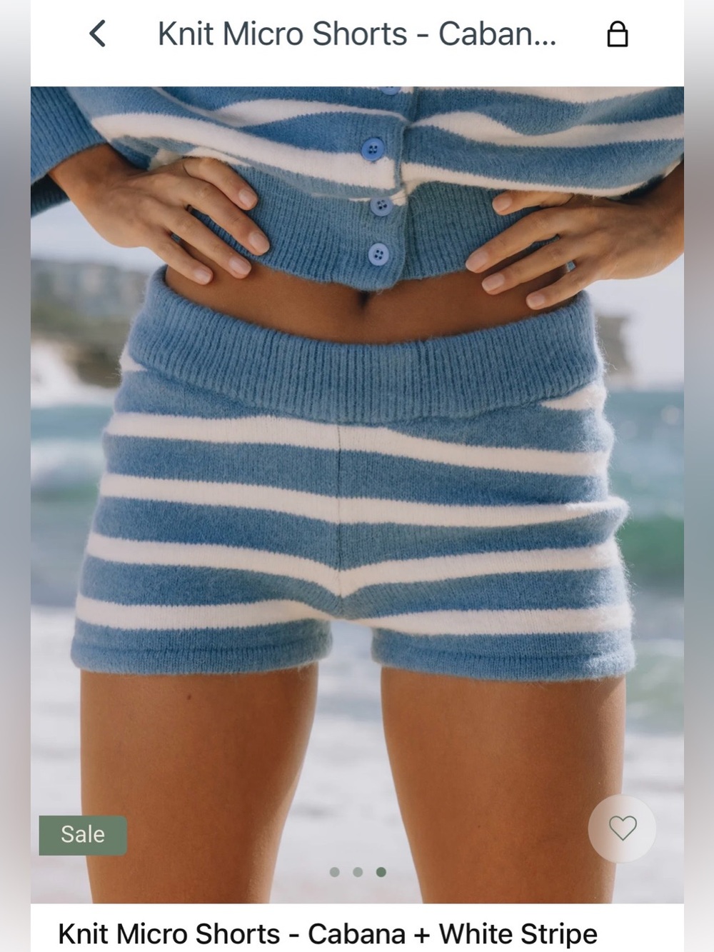 Daily Drills Knit Micro Shorts and Cardigan Cabana and White Stripe XS/S set - Picture 3 of 7